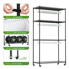 Plant Stand with Grow Lights, 4-Tier Plant Shelf, 6 Sets 3-Color LED Grow Light with Timer, Wide Plant Rack for Indoor Gardening, Seed Starting, Herbs & Flowers, 36" W x 14" D x 63" H
