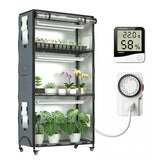 Indoor Greenhouse with Grow Light, 4 - Tier Enclosed Plant Stand for Year - Round Indoor Gardening, 600D Oxford Cloth Cover, 6 Sets 3 - Color Grow Light, Timer Plug & Hygrometer, 36" Wx 14" D x 63" H - ZYSUOR Reptile Systems