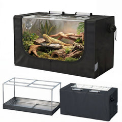 Large Reptile Enclosure Tent, 4 x 2 x 2 ft (48 x 24 x 24 Inch) Habitat with Insulated Cover & Stainless Steel Frame, Dual 4" Accessory Ports for Bearded Dragon, Lizards, Geckos & Chameleons - ZYSUOR Reptile Systems