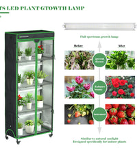Indoor Greenhouse with Grow Light, 35.8" W x 17.8" D x 71.8" H, 5-Tier Plant Shelf with 3-Color T8 Growth Lights, Plant Stand with Smart Timing Plug and thermohygrometer