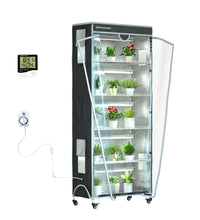 Indoor Greenhouse 6-Tier Plant Rack with Cover, 5 T8 Grow Lights, Thermometer & Timer – Seedlings, Flowering, Herbs & Vegetables, Indoor Gardening, Easy Assembly 30" W x 14" D x 72" H