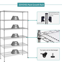 Indoor Greenhouse 6 - Tier Plant Rack with Cover, 5 T8 Grow Lights, Thermometer & Timer – Seedlings, Flowering, Herbs & Vegetables, Indoor Gardening, Easy Assembly 30" W x 14" D x 72" H - ZYSUOR Reptile Systems