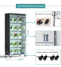 Indoor Greenhouse 6 - Tier Plant Rack with Cover, 5 T8 Grow Lights, Thermometer & Timer – Seedlings, Flowering, Herbs & Vegetables, Indoor Gardening, Easy Assembly 30" W x 14" D x 72" H - ZYSUOR Reptile Systems