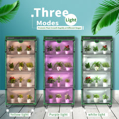 Indoor Greenhouse with Grow Light, 35.8" W x 17.8" D x 71.8" H, 5 - Tier Plant Shelf with 3 - Color T8 Growth Lights, Plant Stand with Smart Timing Plug and thermohygrometer - ZYSUOR Reptile Systems