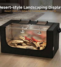 Large Reptile Enclosure Tent, 4 x 2 x 2 ft (48 x 24 x 24 Inch) Habitat with Insulated Cover & Stainless Steel Frame, Dual 4" Accessory Ports for Bearded Dragon, Lizards, Geckos & Chameleons - ZYSUOR Reptile Systems