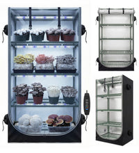 Mushroom Grow Tent with Mushroom - Optimized Grow Lights & Timer, 60" x 27.5" x 20" Indoor Growing Tent with Oxford Fabric Cover, “4" Vent Ports for Accessories - ZYSUOR Reptile Systems