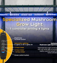 Mushroom Growing Tent with Specialized Grow Lights & Timer, 60" x 27.5" x 20", Indoor Greenhouse with Transparent Cover, 4" Accessory Ports - ZYSUOR Reptile Systems