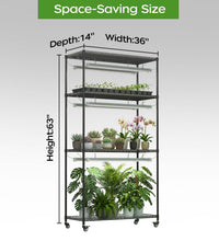 Plant Stand with Grow Lights, 4 - Tier Plant Shelf, 6 Sets 3 - Color LED Grow Light with Timer, Wide Plant Rack for Indoor Gardening, Seed Starting, Herbs & Flowers, 36" W x 14" D x 63" H - ZYSUOR Reptile Systems