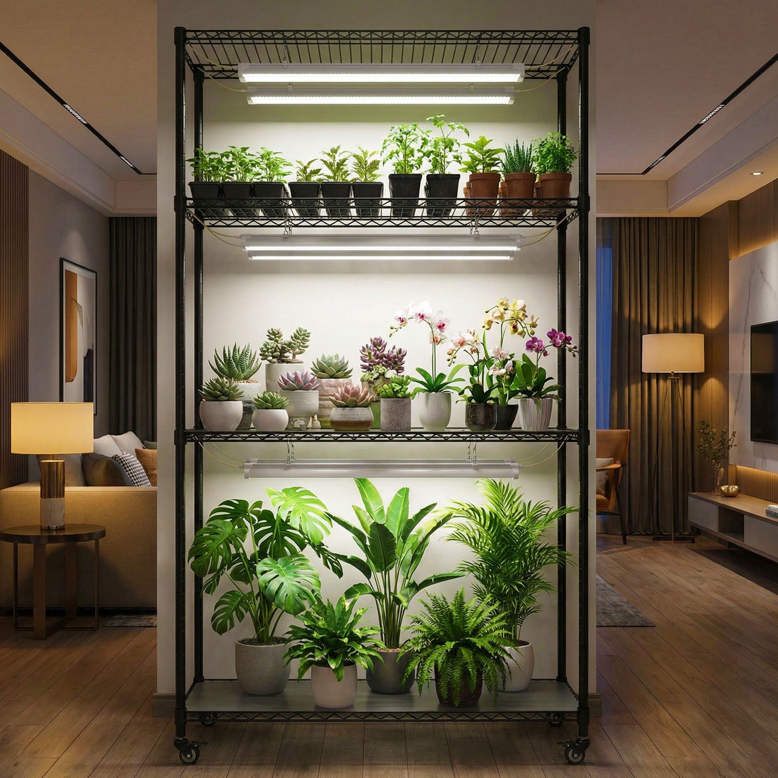 Plant Stand with Grow Lights, 4 - Tier Plant Shelf, 6 Sets 3 - Color LED Grow Light with Timer, Wide Plant Rack for Indoor Gardening, Seed Starting, Herbs & Flowers, 36" W x 14" D x 63" H - ZYSUOR Reptile Systems