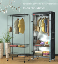 Wire Clothes Rack with Cover,15.8" Dx31.5 Wx72.1 H,Heavy Duty Garment Racks - ZYSUOR COVER