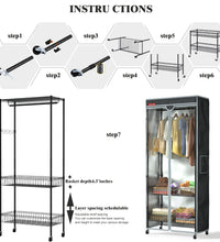 Wire Clothes Rack with Cover,15.8" Dx31.5 Wx72.1 H,Heavy Duty Garment Racks - ZYSUOR COVER