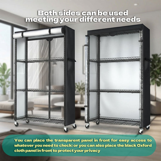 Wire Rack Shelving with Cover, 36" W x 14" D x 63" H, 4 - Tier Metal Storage Shelf, with Premium 600D Oxford Rack Cover for Closet, Bedroom & Dorm - ZYSUOR Reptile Systems