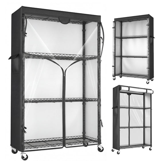 Wire Rack Shelving with Cover, 36" W x 14" D x 63" H, 4 - Tier Metal Storage Shelf, with Premium 600D Oxford Rack Cover for Closet, Bedroom & Dorm - ZYSUOR Reptile Systems