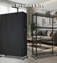 Wire Rack Shelving with Cover, 36" W x 14" D x 63" H, 4 - Tier Metal Storage Shelf, with Premium 600D Oxford Rack Cover for Closet, Bedroom & Dorm - ZYSUOR Reptile Systems