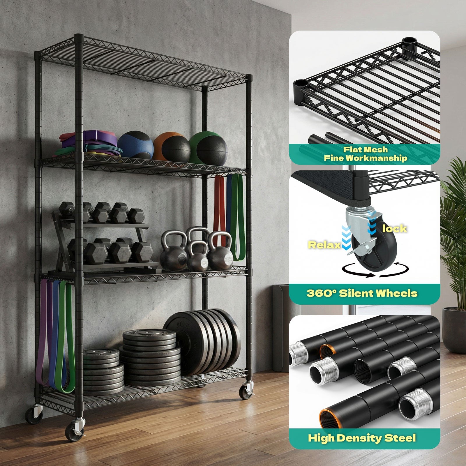 Wire Rack Shelving with Cover, 36" W x 14" D x 63" H, 4 - Tier Metal Storage Shelf, with Premium 600D Oxford Rack Cover for Closet, Bedroom & Dorm - ZYSUOR Reptile Systems