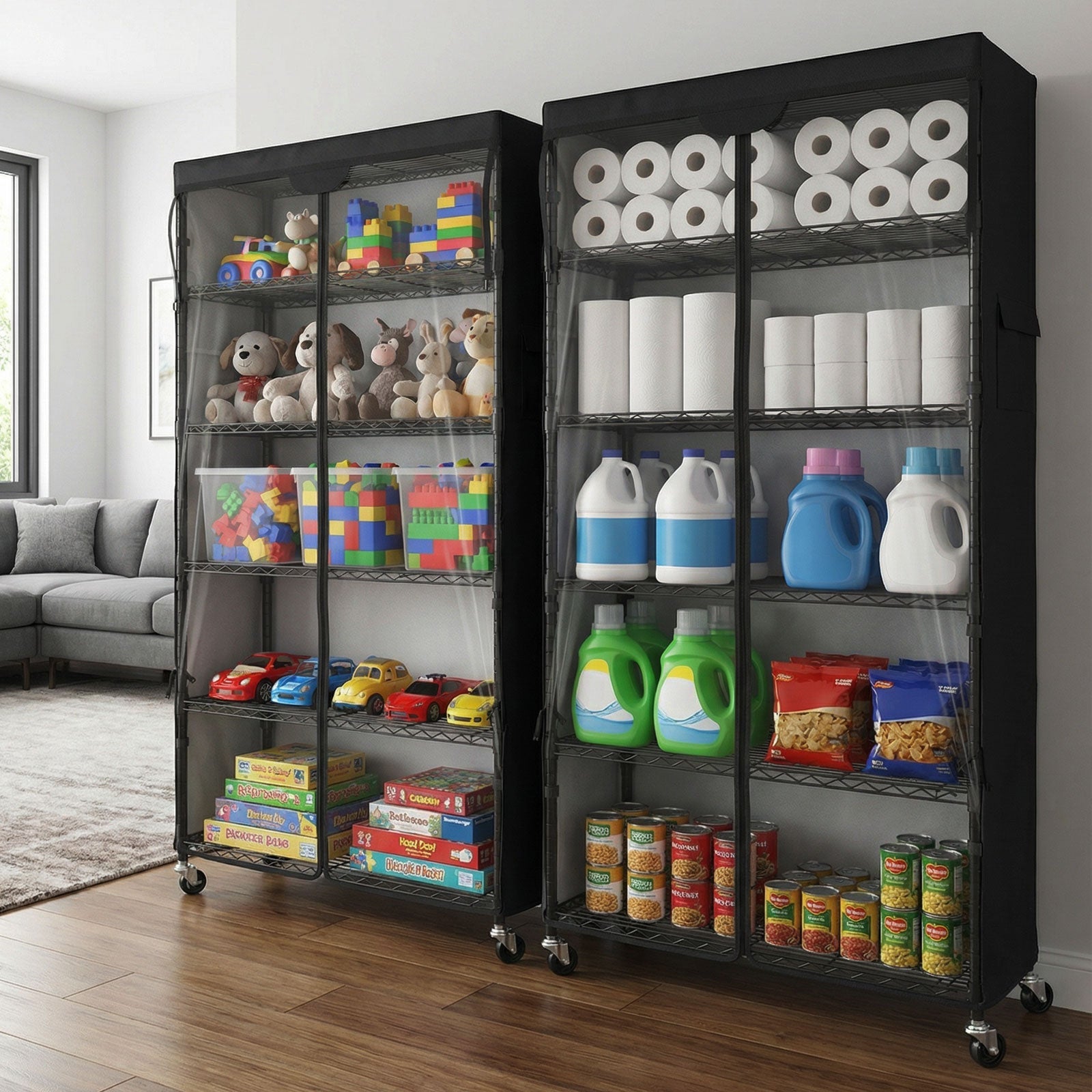 Wire Shelf Rack with 600D Oxford Cover, 30" W x 14" D x 72" H, 6 - Tier Heavy Duty Wire Shelving on Wheels, with Waterproof & Dustproof Shelf Cover for Kitchen, Pantry & Laundry Room - ZYSUOR Reptile Systems