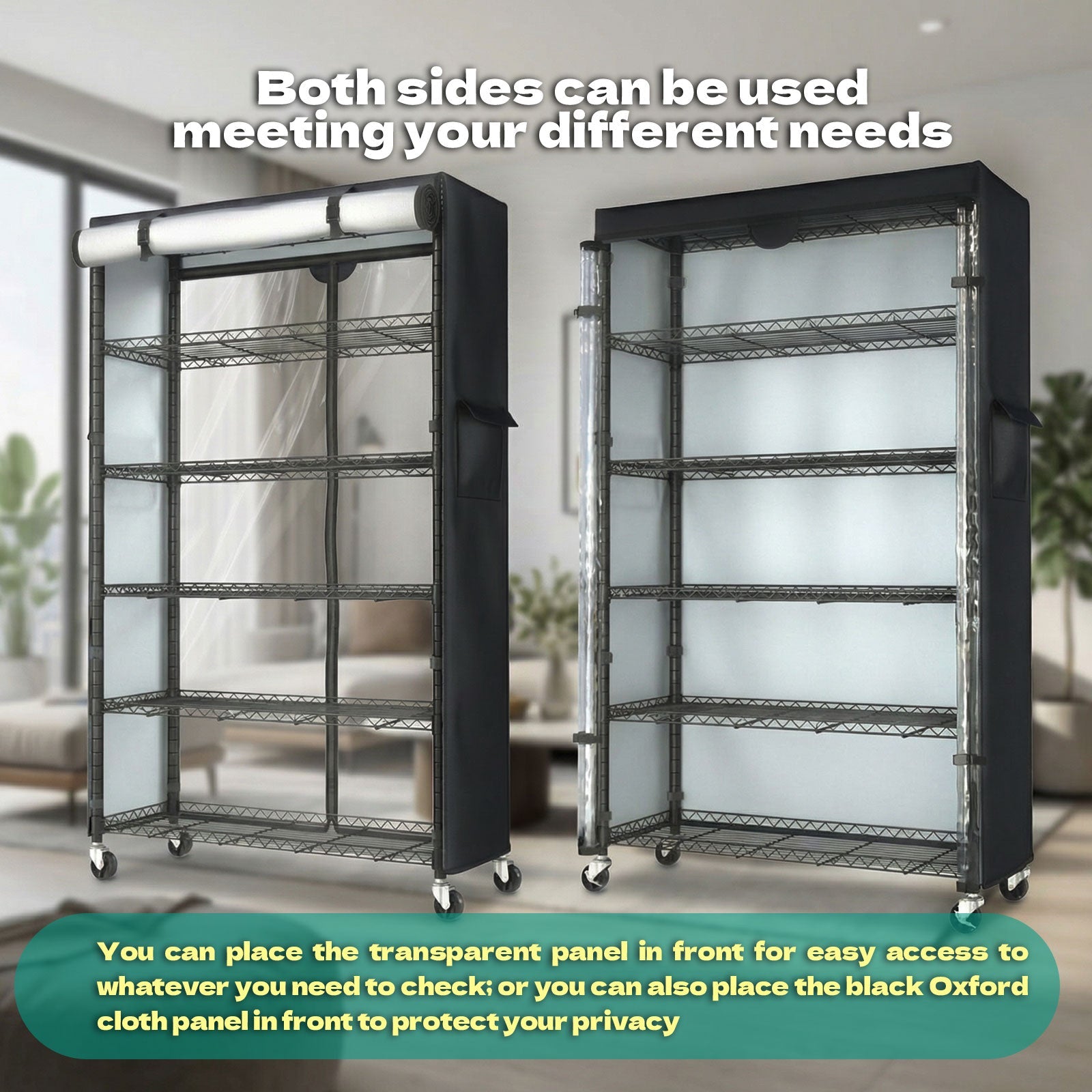 Wire Shelf Rack with 600D Oxford Cover, 30" W x 14" D x 72" H, 6 - Tier Heavy Duty Wire Shelving on Wheels, with Waterproof & Dustproof Shelf Cover for Kitchen, Pantry & Laundry Room - ZYSUOR Reptile Systems