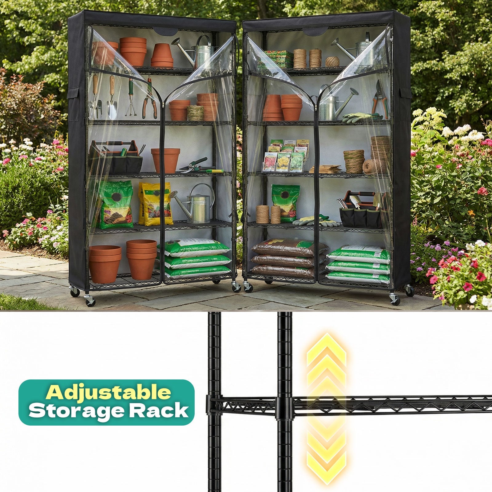 Wire Shelf Rack with 600D Oxford Cover, 30" W x 14" D x 72" H, 6 - Tier Heavy Duty Wire Shelving on Wheels, with Waterproof & Dustproof Shelf Cover for Kitchen, Pantry & Laundry Room - ZYSUOR Reptile Systems