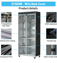 Wire Shelving Cover,36"Wx14"Dx54"H,Rack Dust Cover,Shelf Cover - ZYSUOR COVER